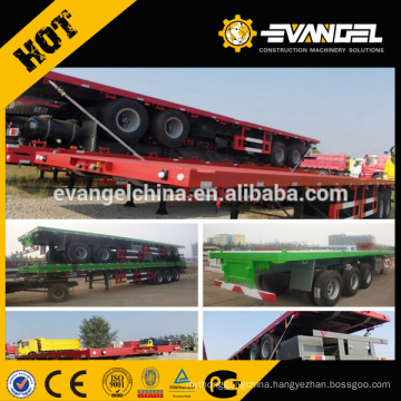 Tri-axle 20ft 40ft flatbed trailer , 40 ton flatbed semi trailer , flatbed trailer with container